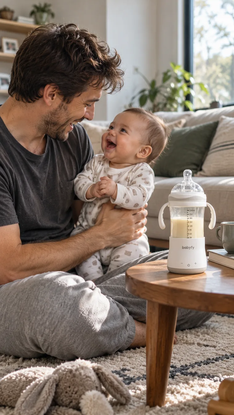 Un padre juega con su bebé junto al babyfy