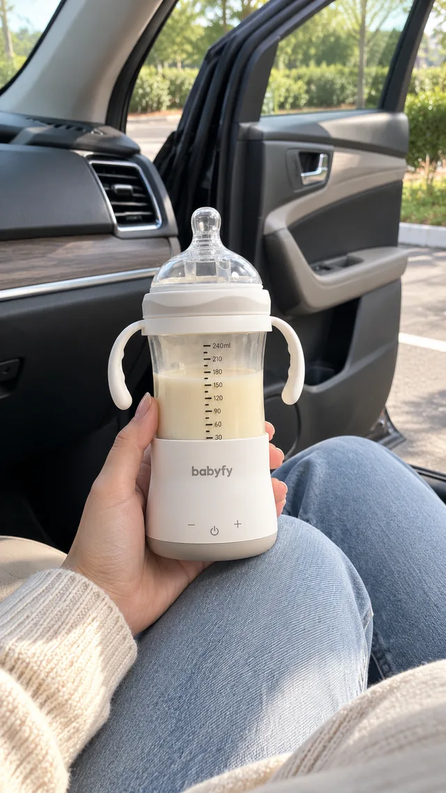 babyfy en la mano de una madre sentada en el coche
